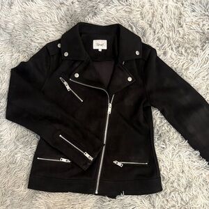 Black Velvet Jacket with Silver Zipper Details